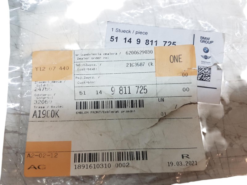 Emblemat Mini Cooper R60 9811725 Nowy Oryginał IDEALPARTS