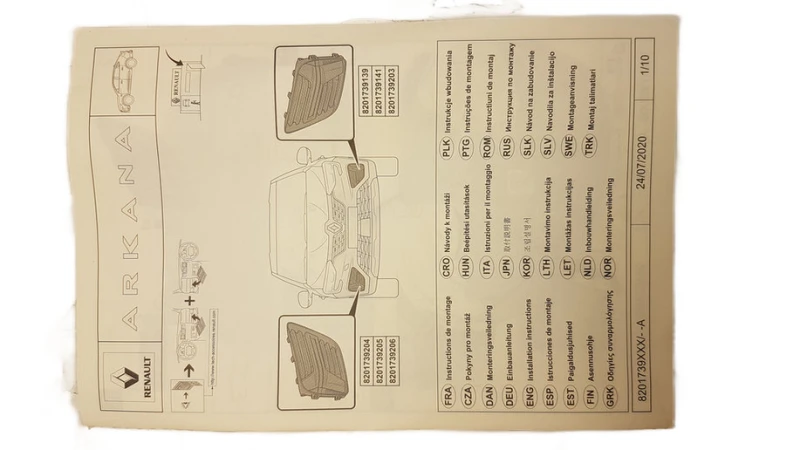 Kratka Zderzaka Lewy Przód Renault Arkana 8201739139 IDEAL PARTS